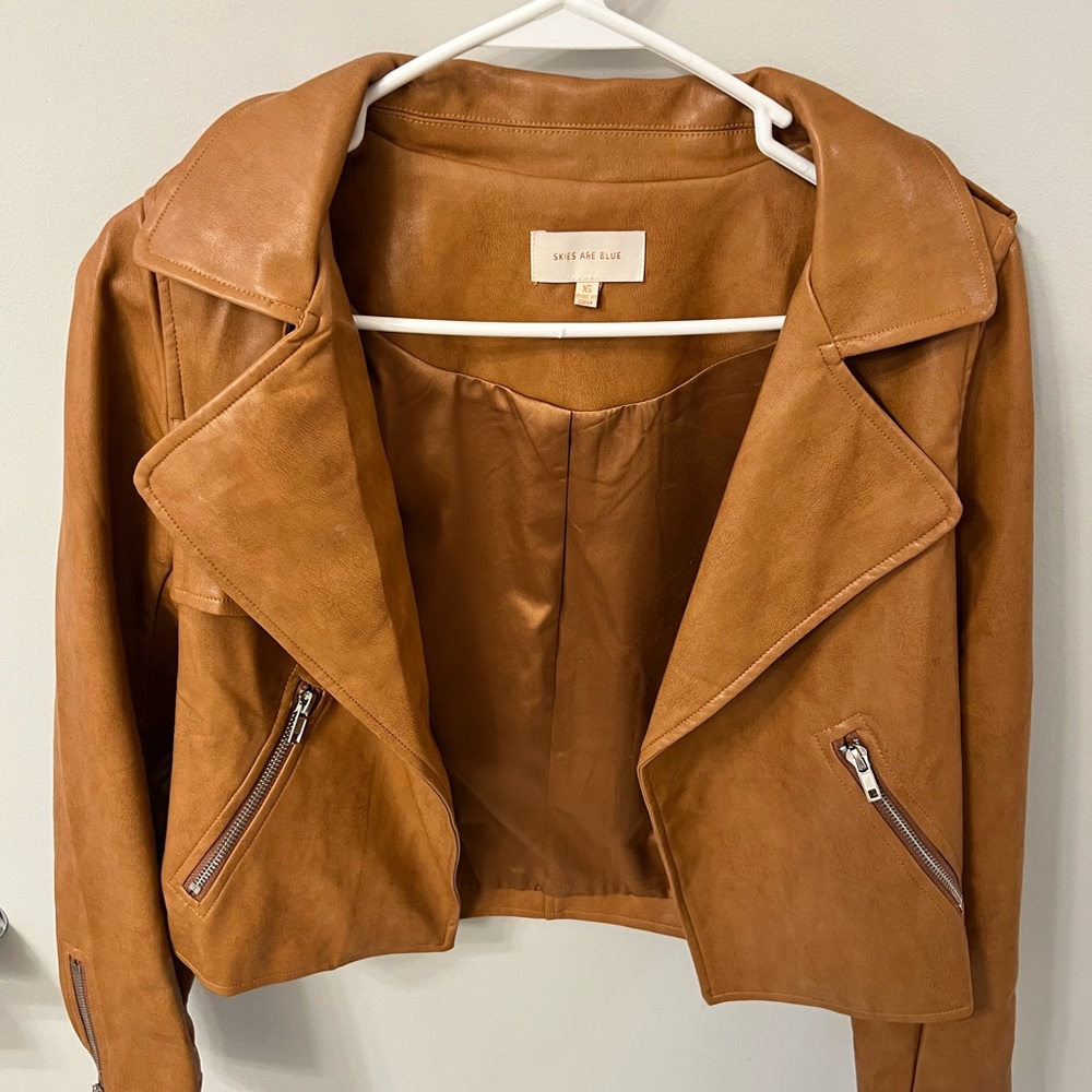 XS Camel Leather Jacket
